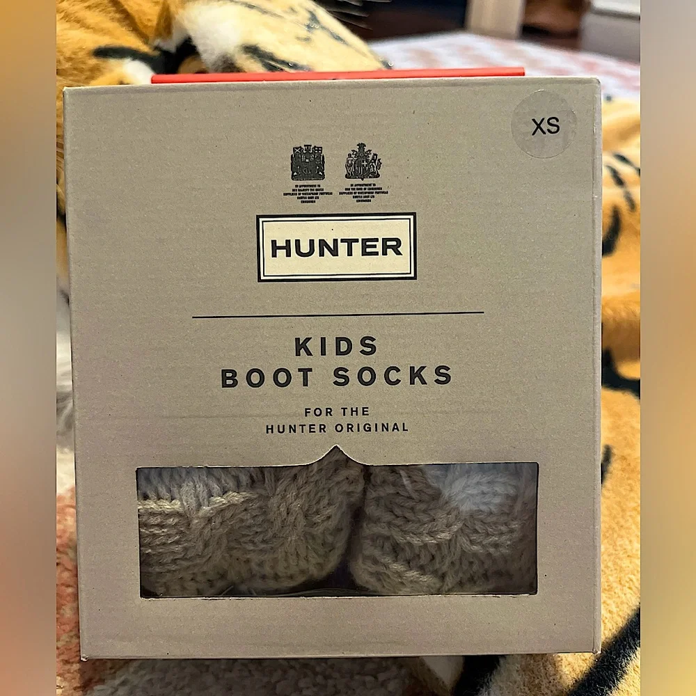 Hunter Kids Boots Socks grey cable knit szXS